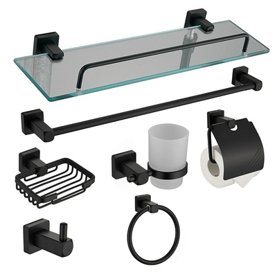 Accesorios de baño de acero inoxidable con instalación perforada y siete piezas