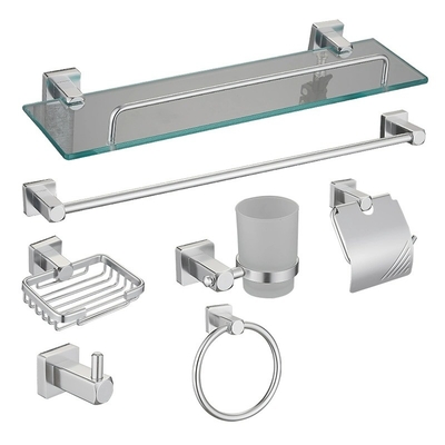 Accesorios de baño de acero inoxidable con instalación perforada y siete piezas