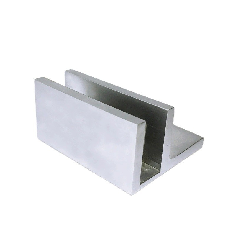 Partes de hardware OEM CNC, abrazadera de paneles de vidrio en forma de F con y material de acero inoxidable